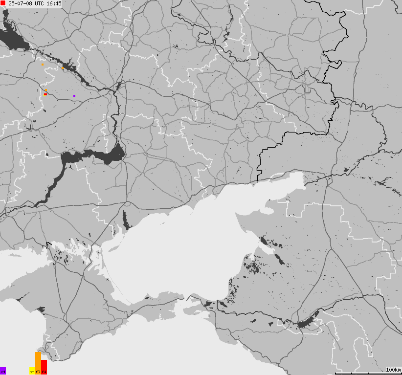 Map of lightnings Ukraine