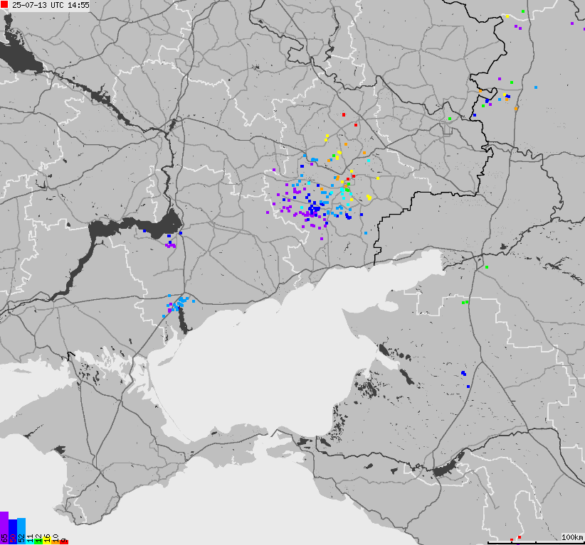 Mapa wyładowań atmosferycznych Ukrainy