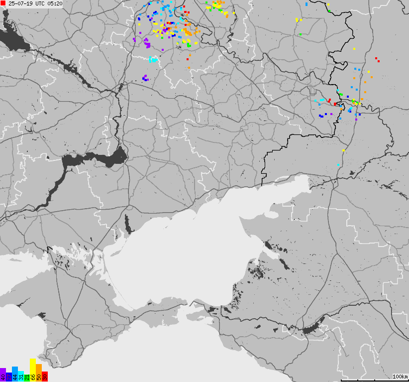 Map of lightnings Ukraine
