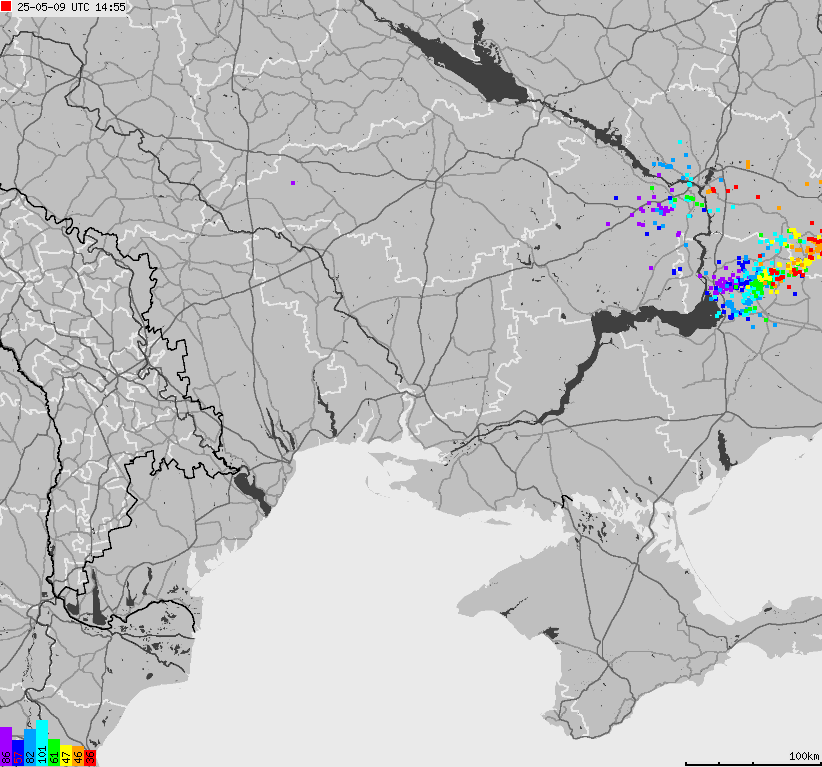 Mapa wyładowań atmosferycznych Ukrainy