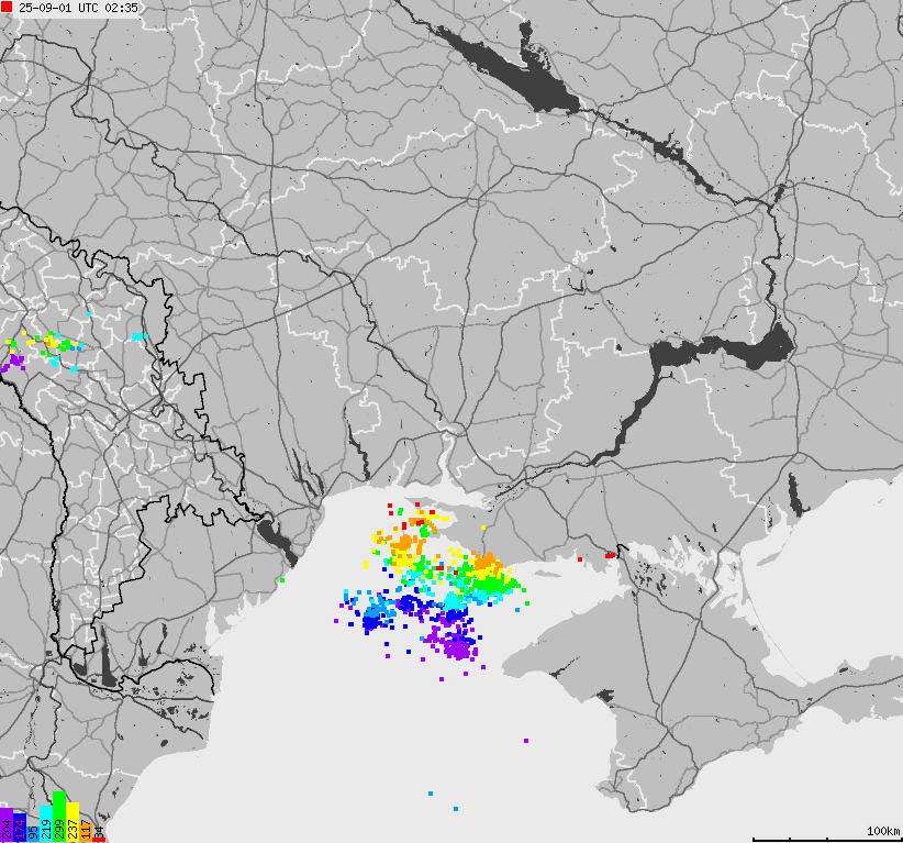 Mapa wyładowań atmosferycznych Ukrainy