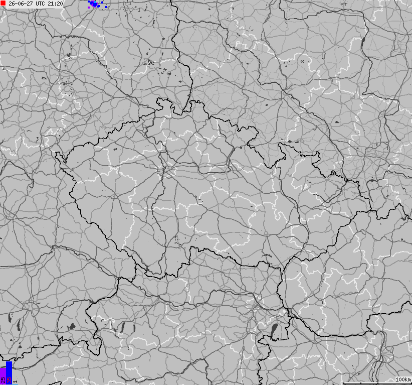 Mapa wyładowań atmosferycznych na obszarze Republiki Czeskiej