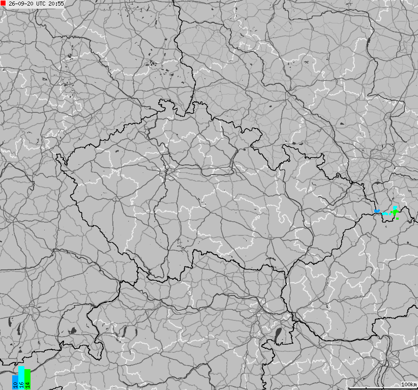 Map of lightnings across Czech Republic
