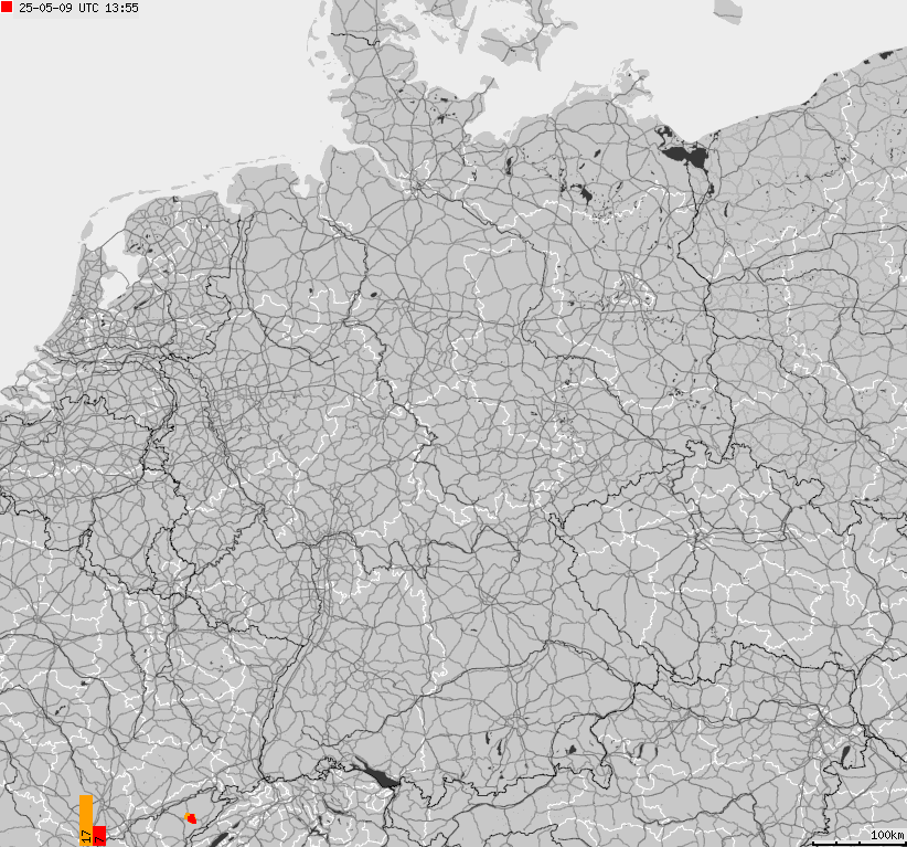 Map of lightnings across German