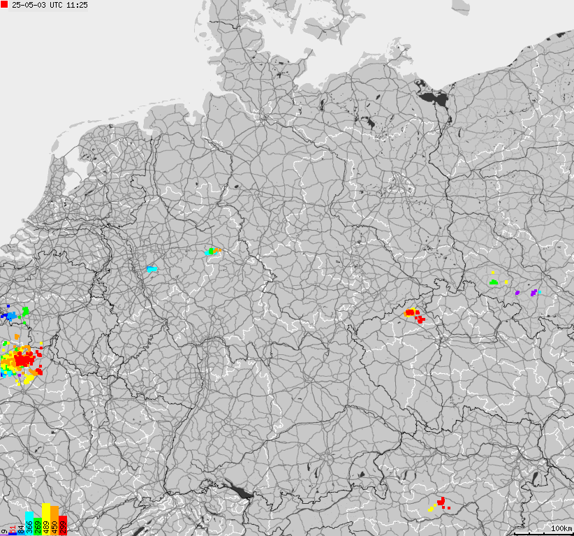 Map of lightnings across German