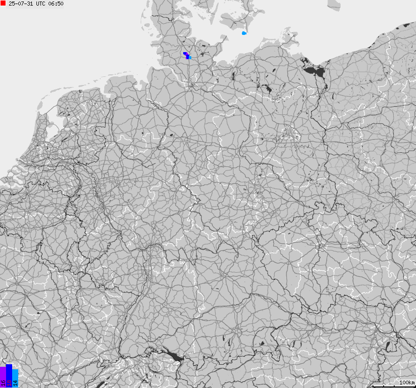 Map of lightnings across German