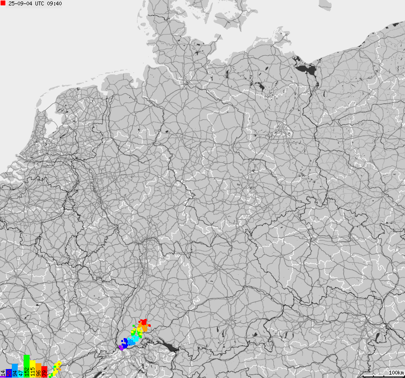 Map of lightnings across German