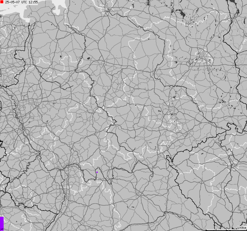 Mapa wyładowań atmosferycznych na obszarze Niemiec