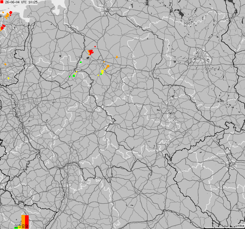 Map of lightnings across German