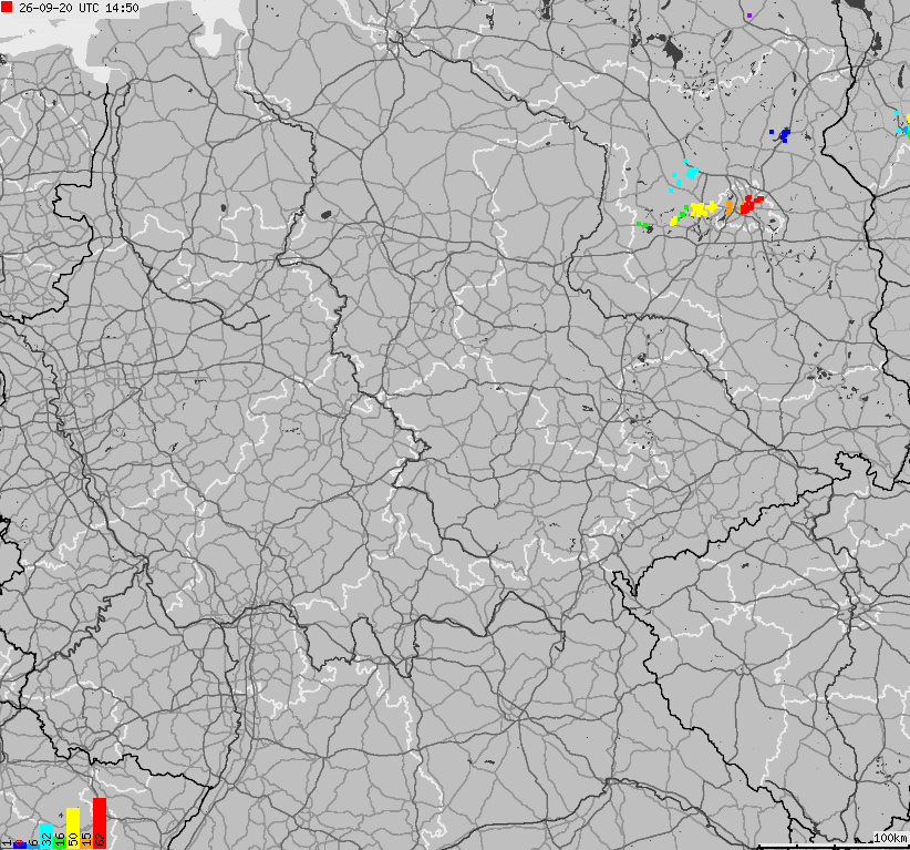 Map of lightnings across German