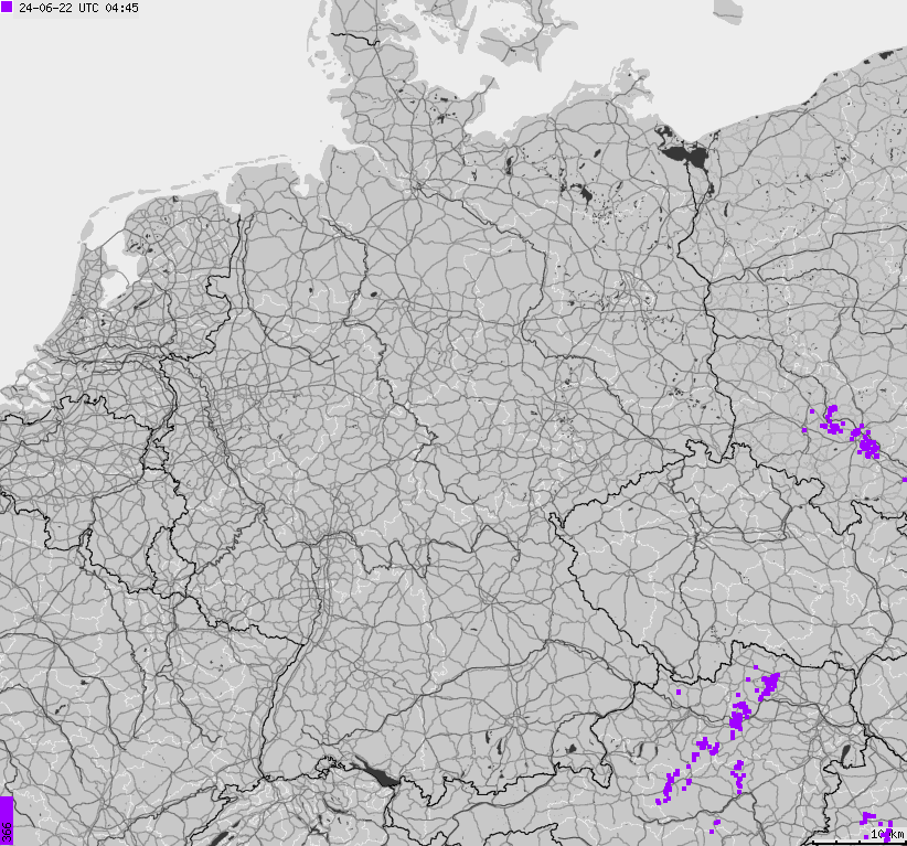 Map of lightnings across German