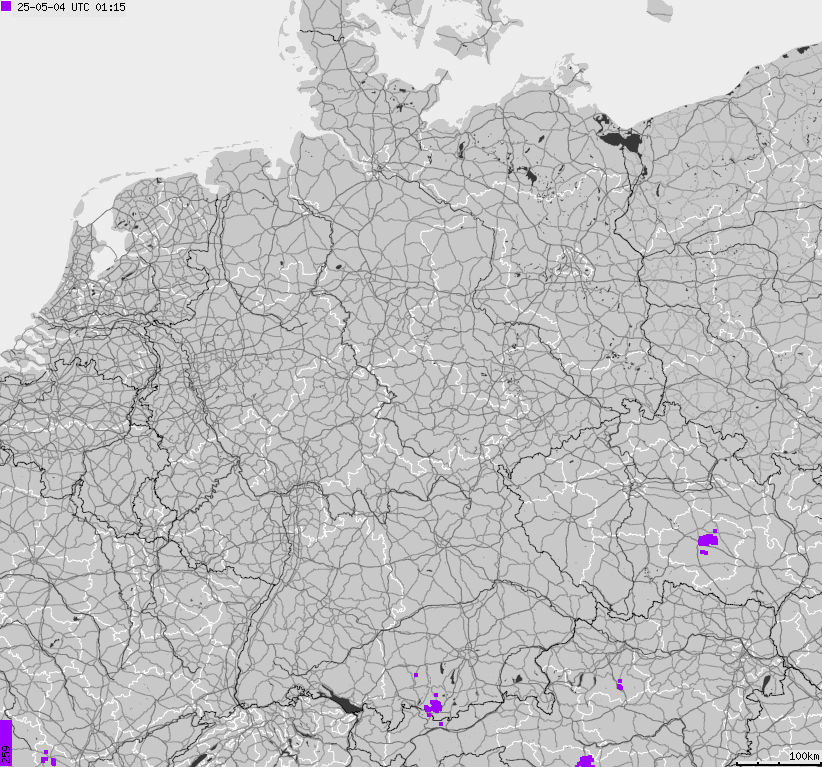Map of lightnings across German
