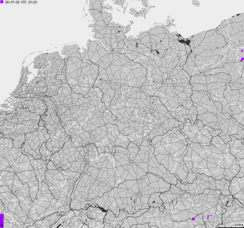 Map of lightnings across German