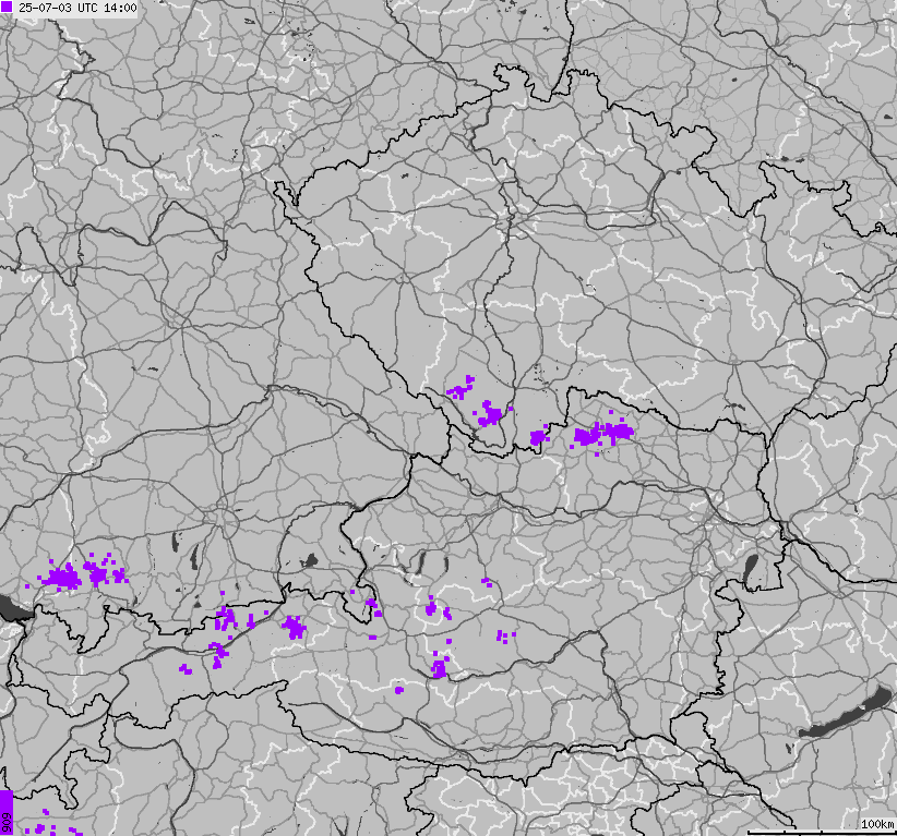 Map of lightnings across German