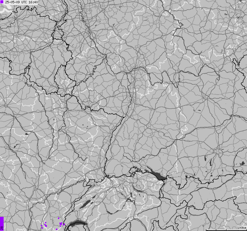 Mapa wyładowań atmosferycznych na obszarze Niemiec