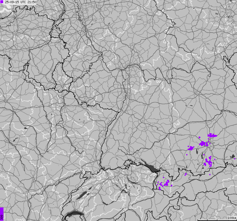 Map of lightnings across German