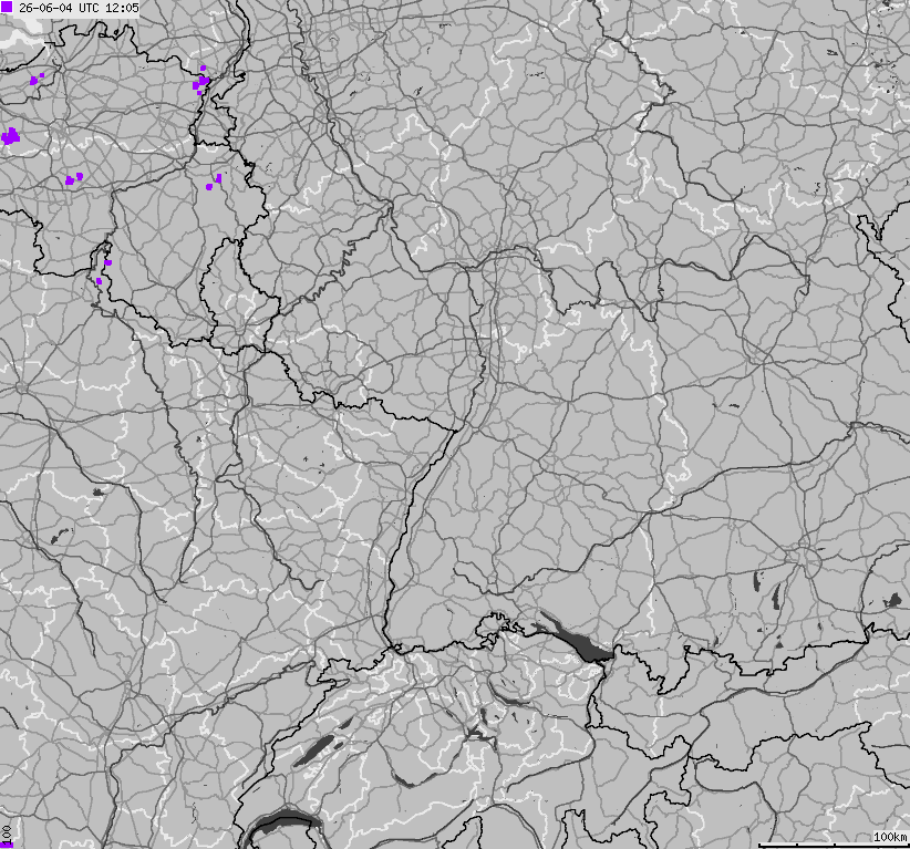 Map of lightnings across German