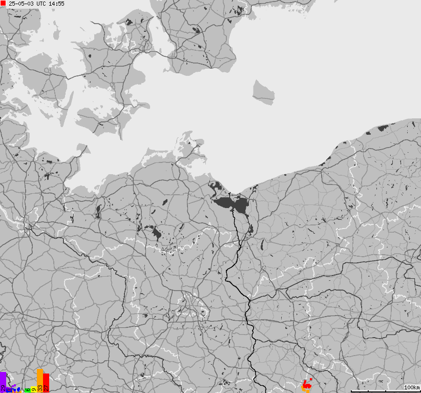 Map of lightnings across German