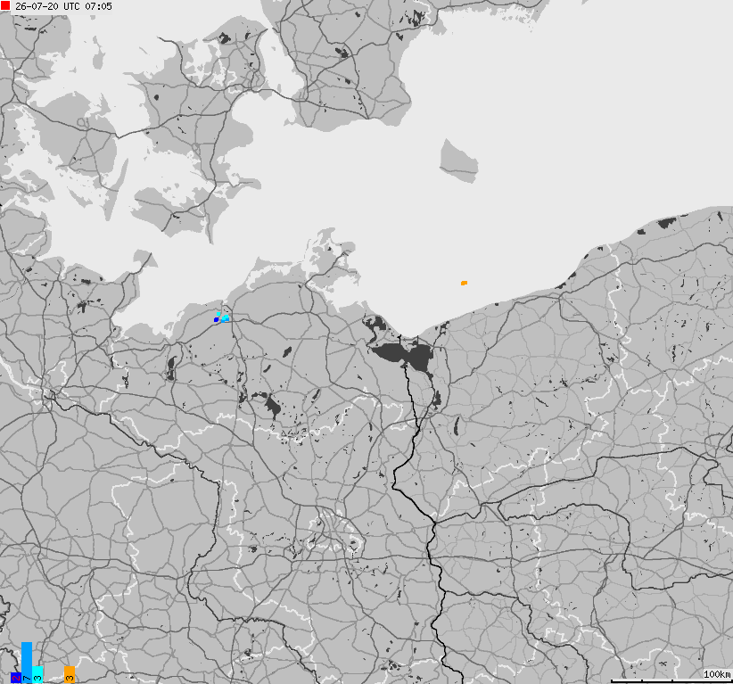 Map of lightnings across German