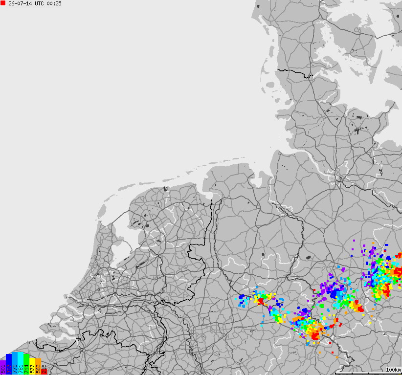 Map of lightnings across German