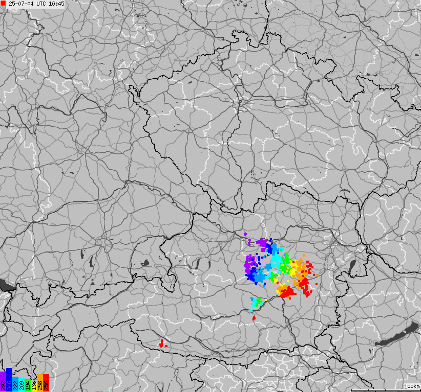 Mapa wyładowań atmosferycznych na obszarze Niemiec