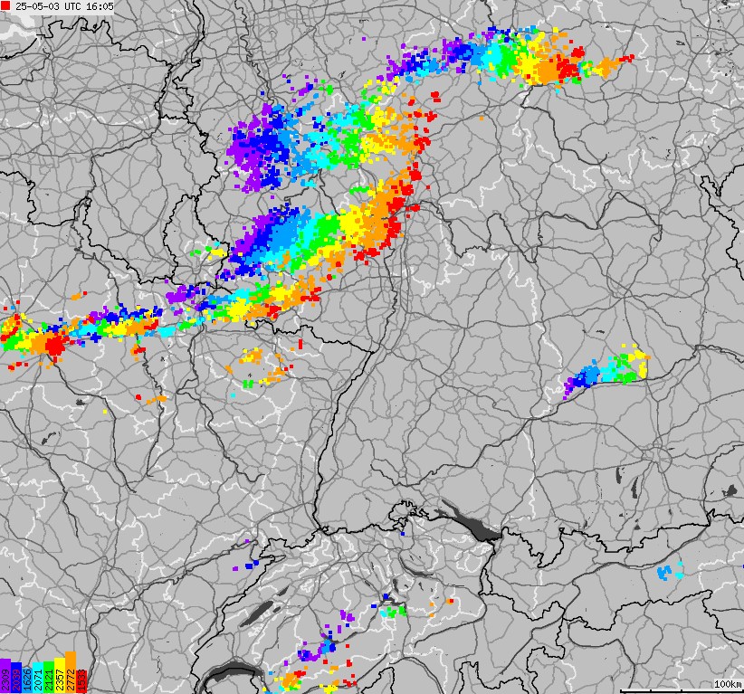 Map of lightnings across German