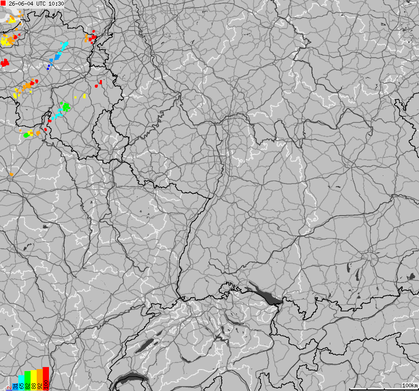 Map of lightnings across German