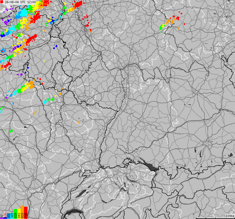 Map of lightnings across German