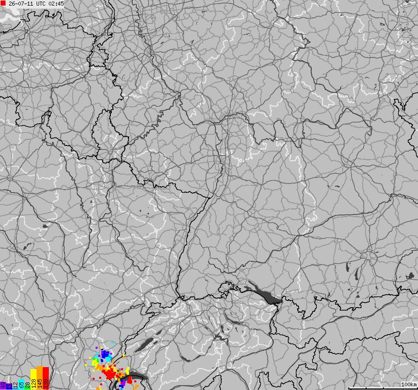 Mapa wyładowań atmosferycznych na obszarze Niemiec