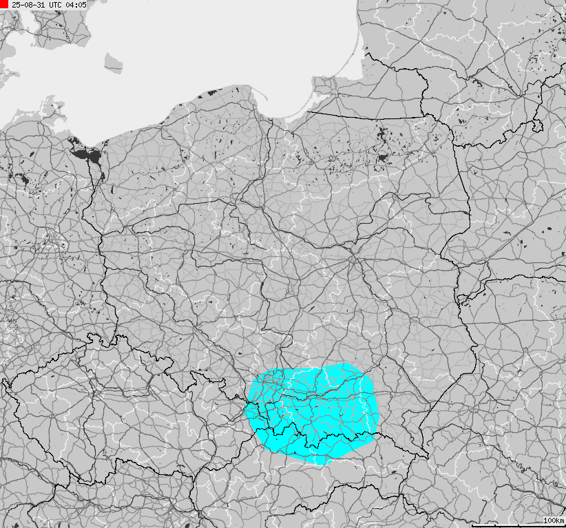 Mapa zagrożeń pogodowych dla obszaru Polski