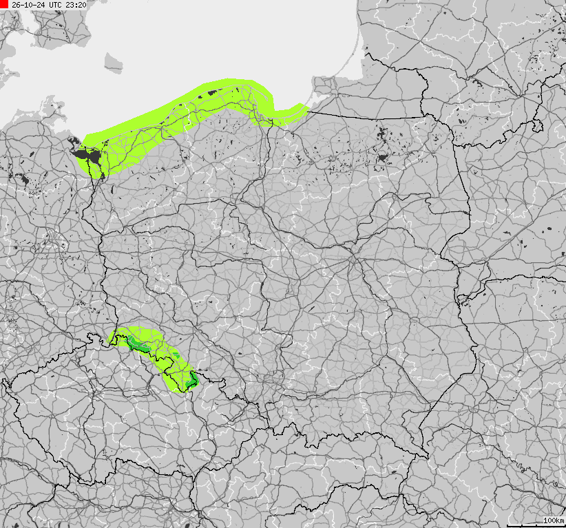 Mapa zagrożeń pogodowych dla obszaru Polski