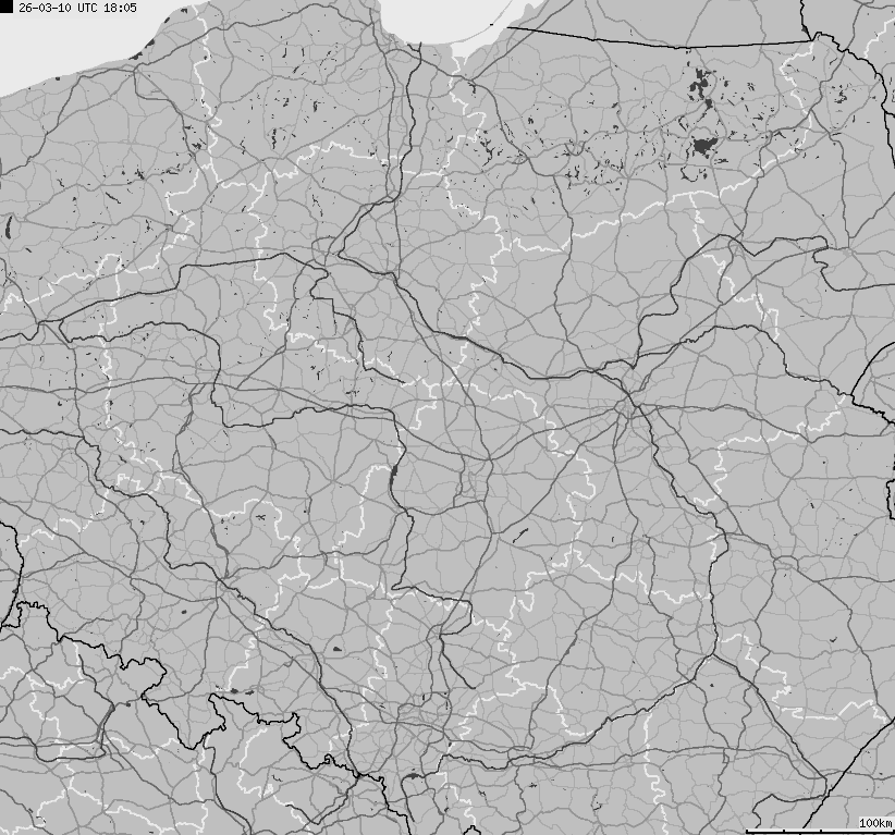 Map of lightnings across Poland