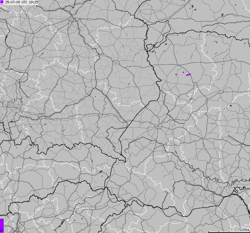 Map of lightnings across Poland