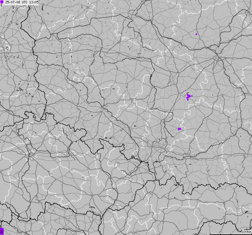 Map of lightnings across Poland