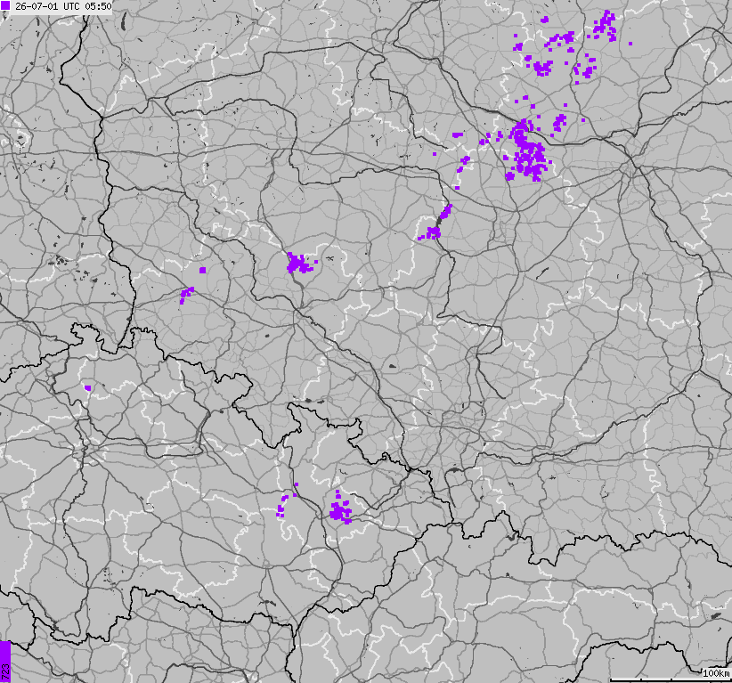 Mapa wyładowań atmosferycznych na obszarze Polski