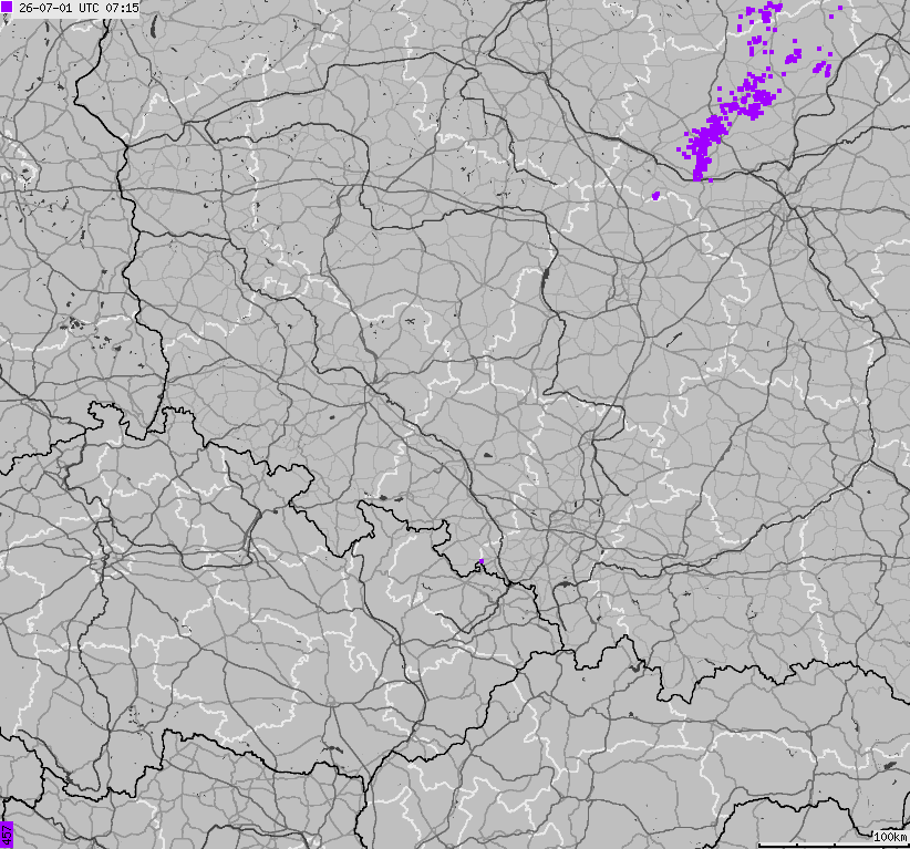 Mapa wyładowań atmosferycznych na obszarze Polski
