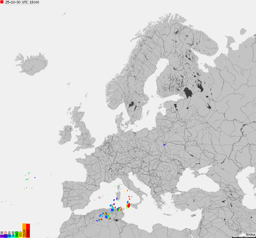 Storm report map of Europe