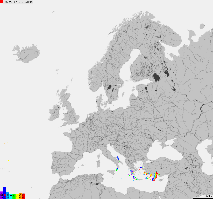 Storm report map of Europe