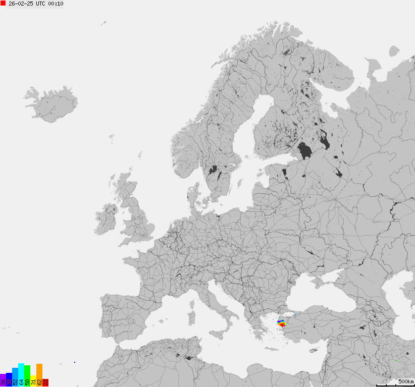 Storm report map of Europe