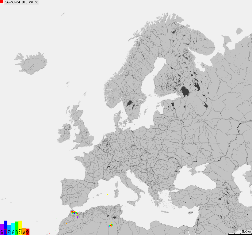Storm report map of Europe
