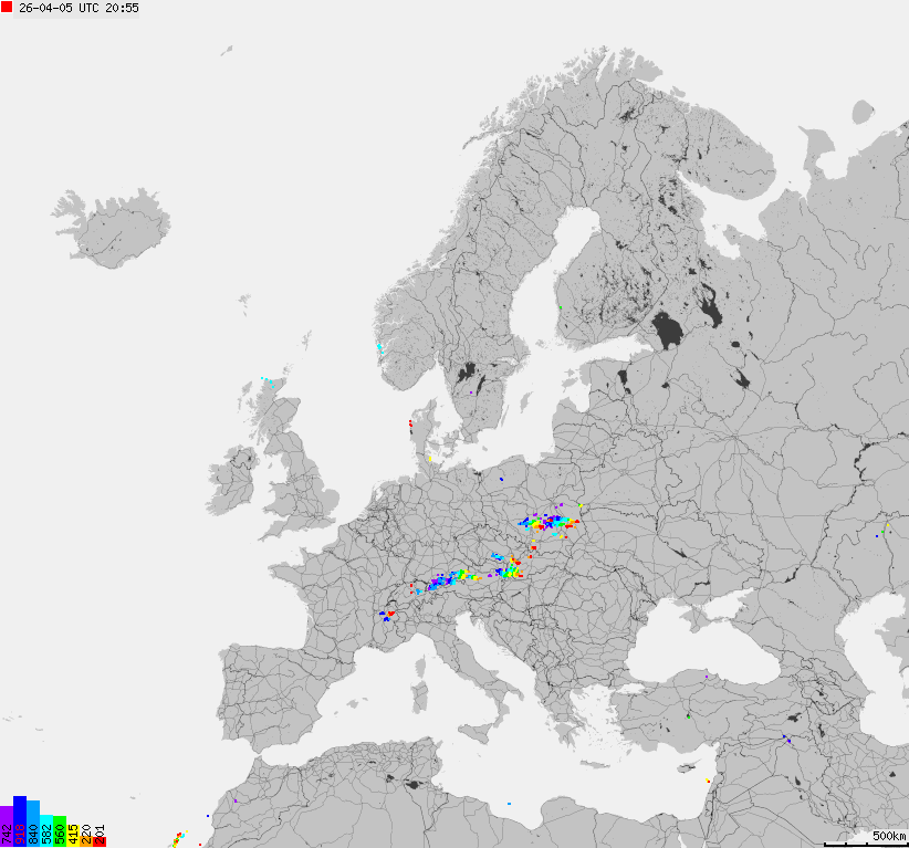 Storm report map of Europe