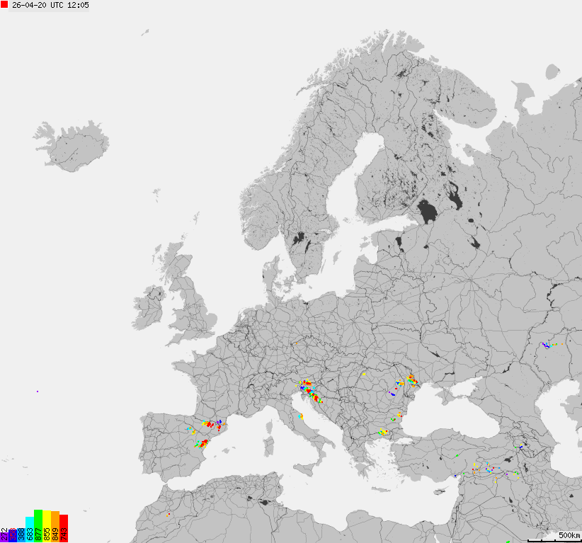 Storm report map of Europe