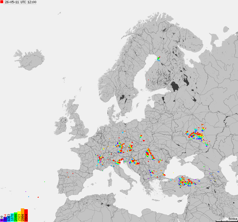 Storm report map of Europe
