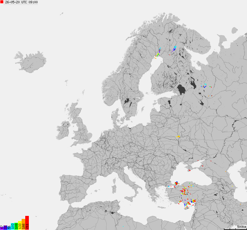 Storm report map of Europe