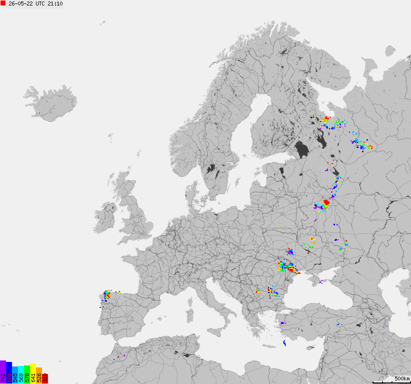 Storm report map of Europe