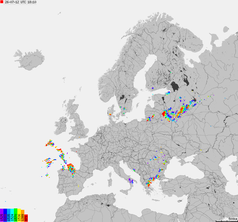 Storm report map of Europe