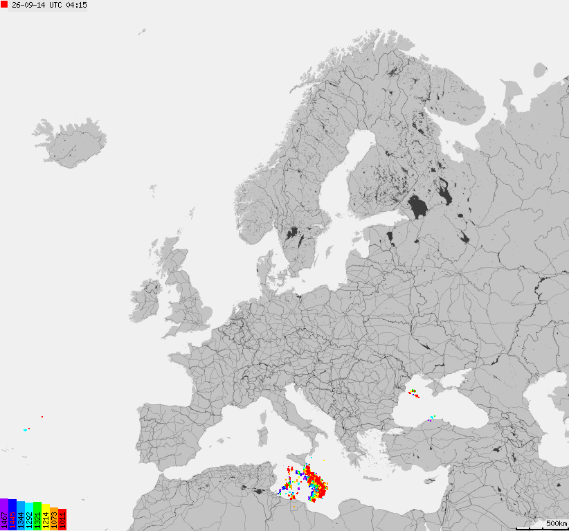 Storm report map of Europe