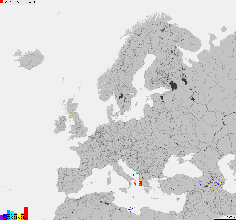 Storm report map of Europe