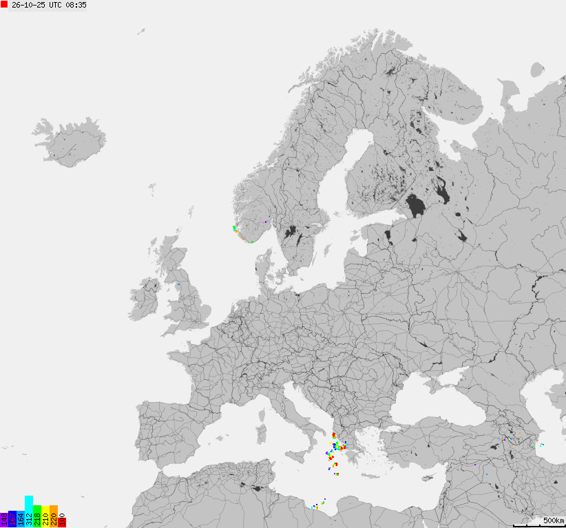 Storm report map of Europe