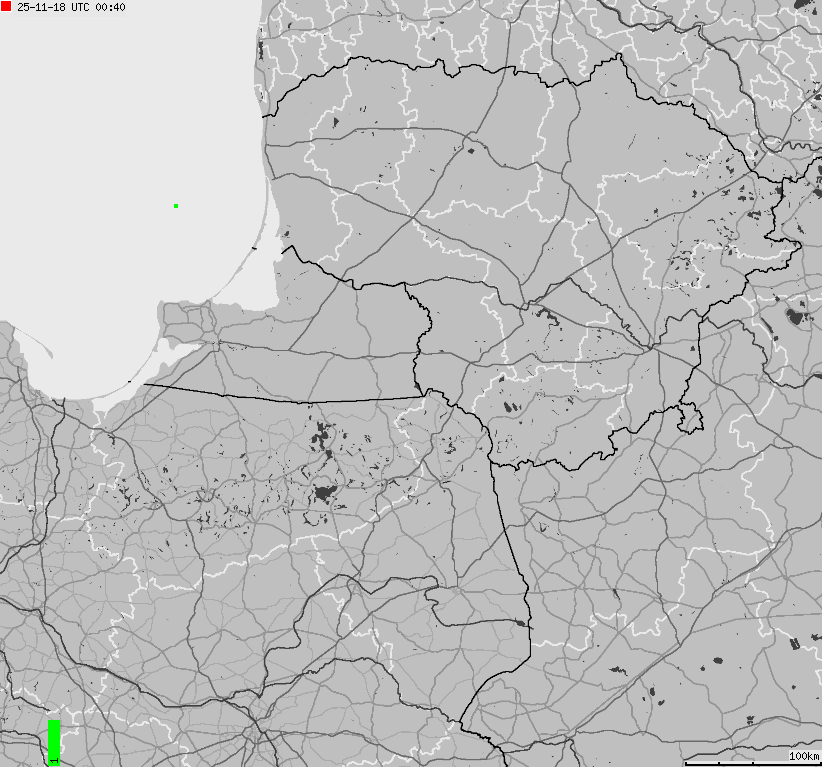 Map of lightnings across Poland